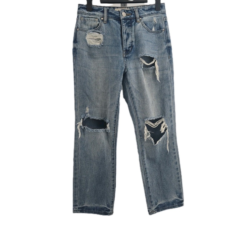 Pacsun Women's Junior Size 23 Light Denim Ripped MOM Jeans Button Fly